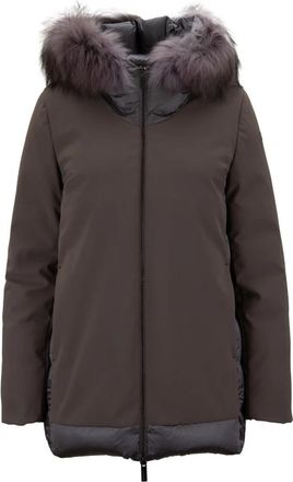 Roberto Ricci Design Finnraccoon Bont Parka met Hoge Kraag - Dames - Gewatteerde jassen - Bruin - XS - Polyester - Jassen