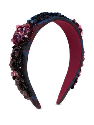 Etro jacquard sequin-embellished headband - women - Silk/Polyester/Polyester/zamac - One Size - Blue
