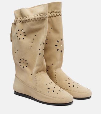 Isabel Marant Welky laser-cut suede mid-calf boots