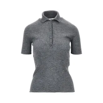 Fendi Ribbed knit polo shirt Woman 40