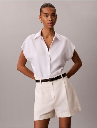 Calvin Klein Jeans Calvin Klein Womens Tencel Button-Down Shirt - Open White - XL