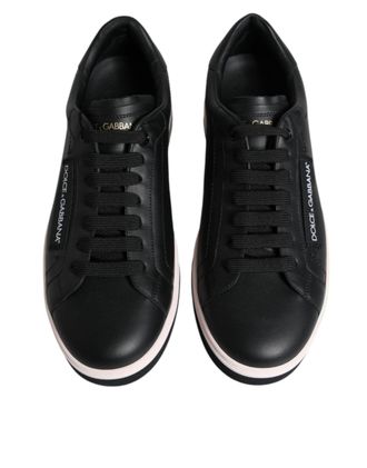 Dolce & Gabbana Black Leather Low Top Men Sneakers Shoes And White
