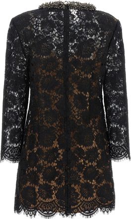Self Portrait Lace with Jewel Collar Dress - Black