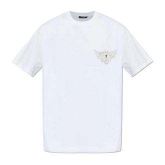Balmain T-Shirts, male, White, Size: 2XL T-Shirt with a Shimmering Appliqu&eacute;