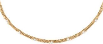AllSaints Faux Pearl Double Layer Necklace in Pearl/Vintage Gold at Nordstrom
