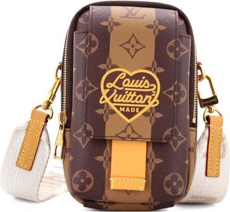 Louis Vuitton Nigo Flap Double Phone Pouch Limited Edition Stripes Monogram Canvas crossbody bag - Bruin