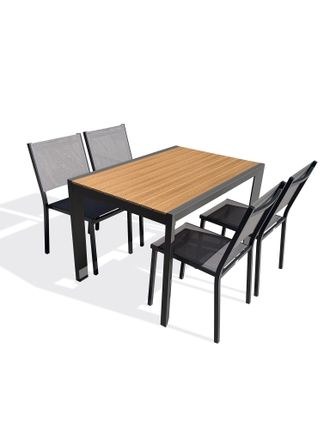 DCB Garden Tonga - Conjunto De Comedor De Jard&iacute;n De Aluminio Para 4 Personas - Antracita - Dcb Garden