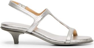 Mars&egrave;ll Schoenen, Dames, Grijs, 40 EU, Leer, Zilveren Leren Slingback Sandalen