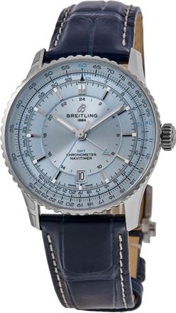 Breitling Navitimer Automatic 41 GMT Blue Dial Leather Strap Mens Watch A32310171C1P1