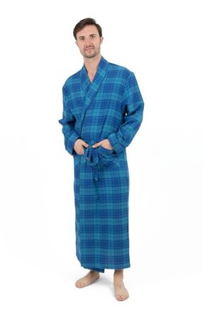 Leveret Mens Flannel Robe, 100% Cotton in Navy & Blue at Nordstrom, Size Xxx-Large
