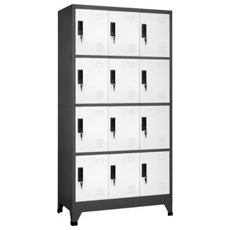 Berkfield Home Locker Cabinet Anthracite & White 90x45x180 cm Steel in Charcoal | Size: 90 x 45 x 180 cm