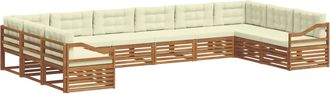 vidaXL Juegos De Sof&aacute;s 10 Uds. Natural Y Crema Madera De Acacia S&oacute;lida Vidaxl