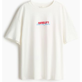 H&M Oversized T-shirt in White/rafaellos at Nordstrom, Size X-Small