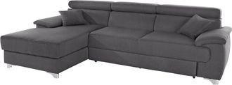 Domo Collection Ecksofa »Mira, inklusive Kopfteilverstellung für mehr Wohlfühlkomfort, L-Form« wahlweise mit Bettfunktion und Bettkasten, elegant und modern