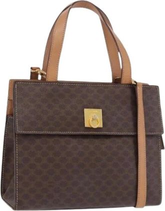 Celine Pre-owned Vintage Canvas Hand Bag - Dames - Vintage Handtas - Bruin - ONE Size - Leer - Vintage