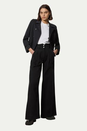 Karen Millen Wide Leg Denim Jeans in Black at Nordstrom, Size 12