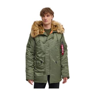 Alpha Industries Heren, Jassen, Groen, Maat: S Leer