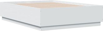vidaXL Estructura de cama con LED madera ingeniería blanco 135x190 cm vidaXL