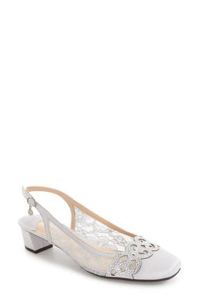 J. Reneé Faleece Crystal Embellished Slingback Pump in Steel Grey Fabric at Nordstrom, Size 10.5