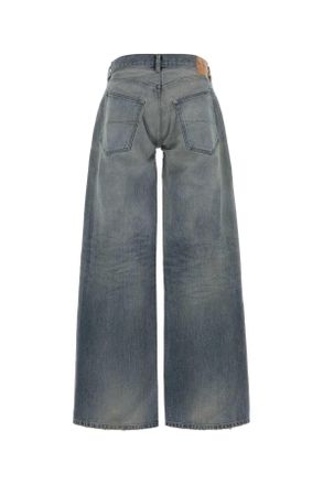 Balenciaga Womens Denim Wide-Leg Jeans Outback Blue