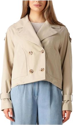 Beaumont Amsterdam Jassen, Dames, Beige, L, Korte Trenchcoat in Beige