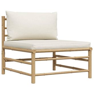 vidaXL Vidaxl - Divano Centrale Da Giardino Con Cuscini Bianco Crema In Bamb&ugrave;