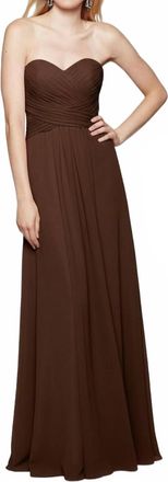 Milano Formals Serenity Drape Strapless Gown In Truffle