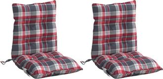 vidaXL Cojines de silla de respaldo bajo 2 uds tela de cuadros vidaXL