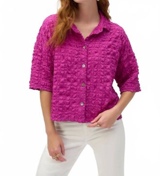 Joseph Ribkoff Bubble Jacquard Button-Down Blouse In Purple
