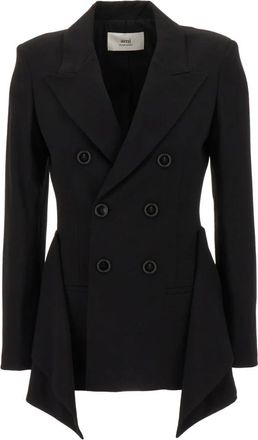 Ami Peplum Jacket - Dames - Blazers - Zwart - XS - Wol - Jassen