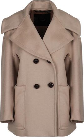 Max Mara Double-breasted jas in kasjmier - Dames - Mantel - Beige - XS - Kasjmier - Jassen