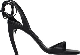 The Attico Black Leather Stiletto Heel Womens Sandals