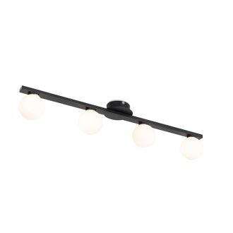 QAZQA Moderno Plaf&oacute;n Moderno Negro Ip44 4 Luces - Cederic Vidrio /acero Alargada Adecuado Para Led Max. 4 X 28 Watt - Qazqa