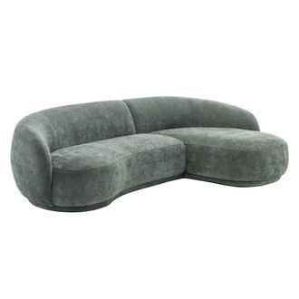 Oviala Sof&aacute; esquinero derecho de 3 plazas con chaise longue, verde