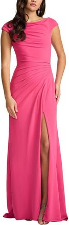 Tadashi Shoji Ruched Cap Sleeve Gown in Cabaret at Nordstrom, Size X-Small