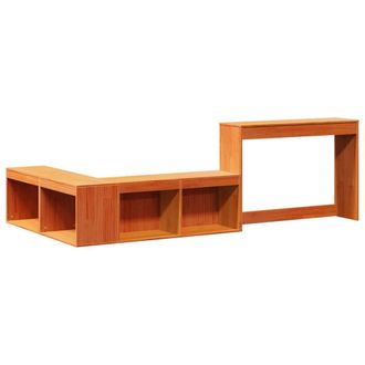 Berkfield Home Versatile Bedside Cabinet with Desk Wax Brown 222x122x75 cm Solid | Size: 222 x 122 x 75 cm