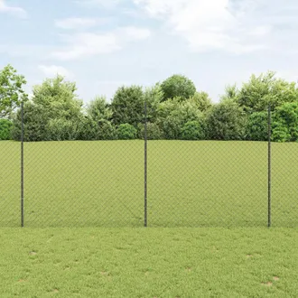 Berkfield Home Chain Link Fence with 20 U Posts Grey 1.5x10 m Steel
