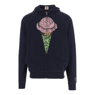 Icecream Icecream, Hoodies & sweatvesten, Heren, Blauw, L, Katoen, Cotton Zip Logo Hoodie
