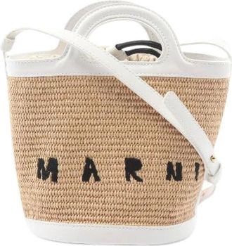 Marni Pre-owned Tropicalia Basket BAG Small nylon leather cotton 2way shoulder bag - Pre-owned - Mujer - Beige - ONE SIZE