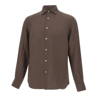 MC2 Saint Barth Casual Shirts, male, Brown, Size: XL Pamplona Linen Shirt
