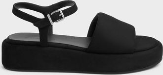 Charles & Keith Faux Suede Ankle-Strap Flatform Sandals
