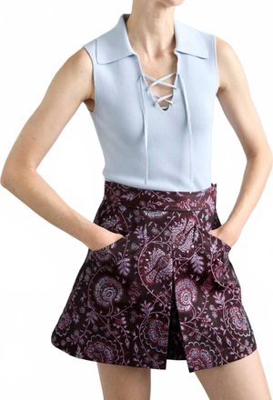 Vanessa Bruno Fikir A-Line Skirt In Bordeaux/metallique