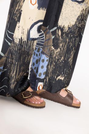 Birkenstock Arizona Big Buckle Raffia Slides, Womens, Brown