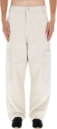 Jacquemus Relaxed Wide-Leg Beige Jeans With Utility Pockets