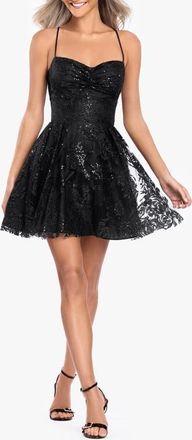Blondie Nites Pinch Glitter Party Minidress in Black at Nordstrom, Size 13