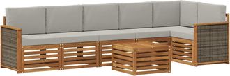 vidaXL Conjunto De Sof&aacute;s De Exterior 6 Uds. Natural Y Gris Claro Vidaxl