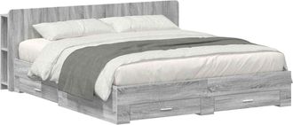 vidaXL Telaio Del Letto Con Storage Sonoma Grigio 200 X 200 Cm Vidaxl
