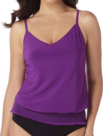 Magic Suit By Miraclesuit Justina Blouson Tankini Top In Amethyst Purple