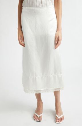 Toteme Layered Satin Midi Skirt in Off-White at Nordstrom, Size 2 Us