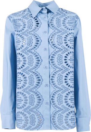 P.A.R.O.S.H. Lace Embroidery Pointed Casual Shirt